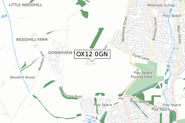 OX12 0GN map - small scale - OS Open Zoomstack (Ordnance Survey)