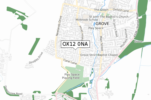 OX12 0NA map - small scale - OS Open Zoomstack (Ordnance Survey)