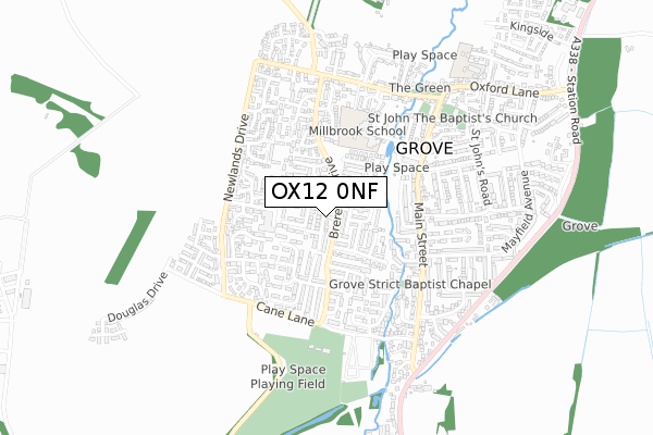 OX12 0NF map - small scale - OS Open Zoomstack (Ordnance Survey)