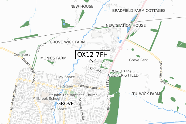 OX12 7FH map - small scale - OS Open Zoomstack (Ordnance Survey)