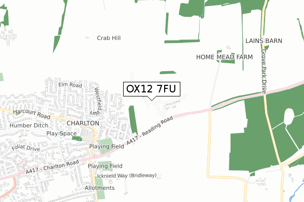 OX12 7FU map - small scale - OS Open Zoomstack (Ordnance Survey)