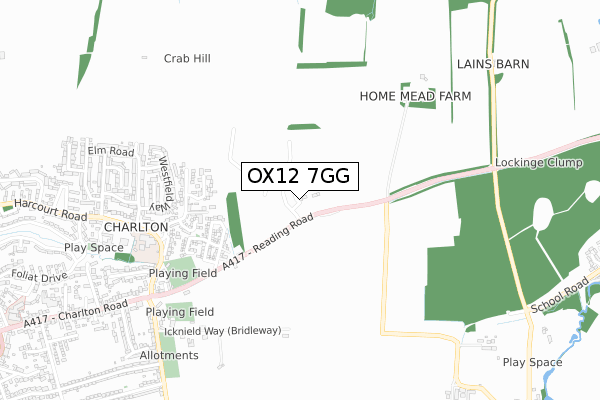 OX12 7GG map - small scale - OS Open Zoomstack (Ordnance Survey)