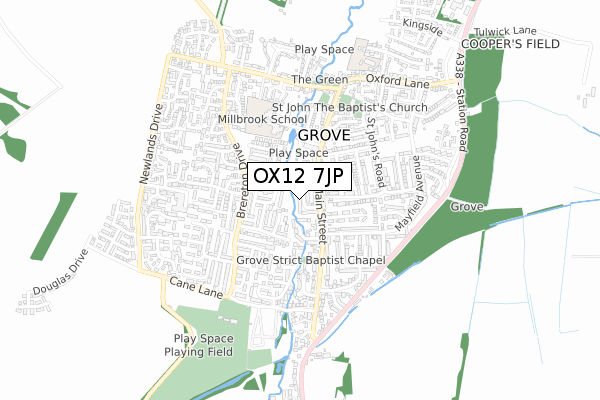 OX12 7JP map - small scale - OS Open Zoomstack (Ordnance Survey)