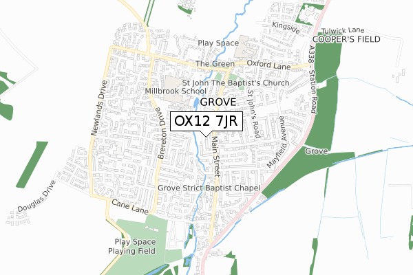 OX12 7JR map - small scale - OS Open Zoomstack (Ordnance Survey)