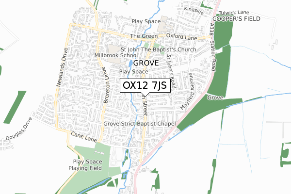 OX12 7JS map - small scale - OS Open Zoomstack (Ordnance Survey)