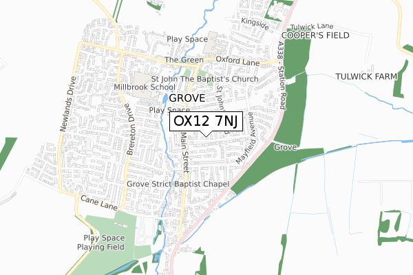 OX12 7NJ map - small scale - OS Open Zoomstack (Ordnance Survey)