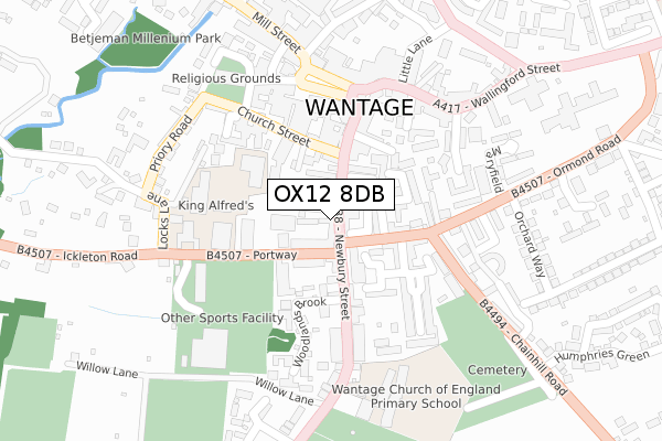 OX12 8DB map - large scale - OS Open Zoomstack (Ordnance Survey)