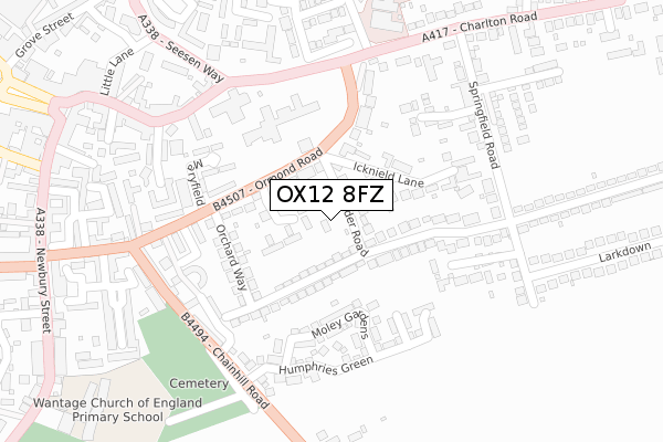 OX12 8FZ map - large scale - OS Open Zoomstack (Ordnance Survey)