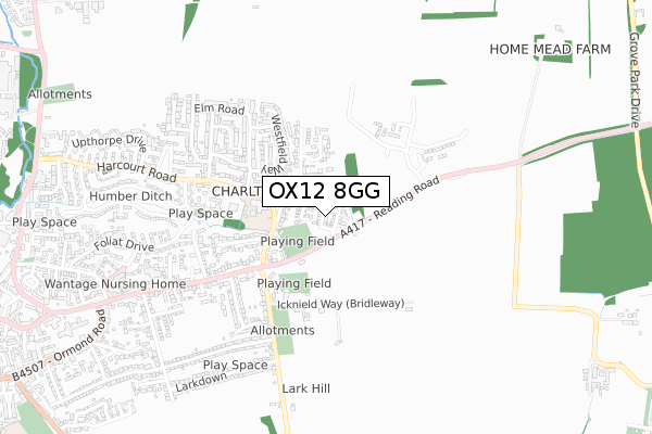 OX12 8GG map - small scale - OS Open Zoomstack (Ordnance Survey)