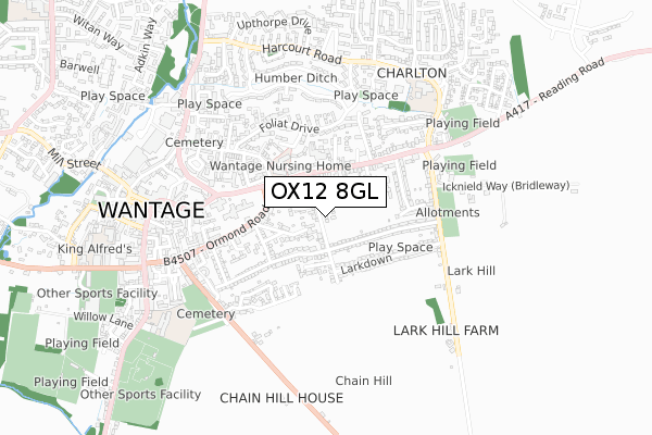 OX12 8GL map - small scale - OS Open Zoomstack (Ordnance Survey)