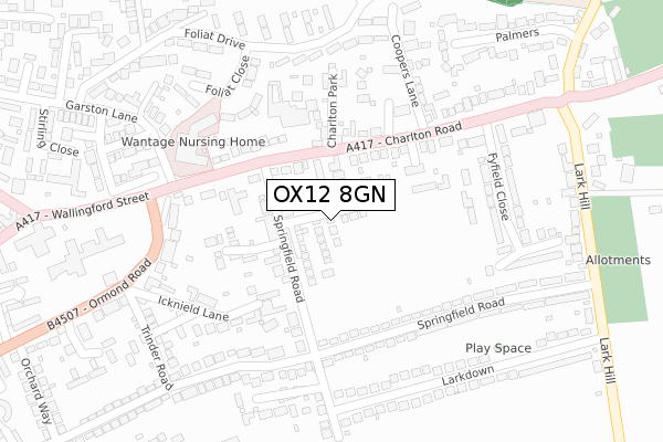 OX12 8GN map - large scale - OS Open Zoomstack (Ordnance Survey)