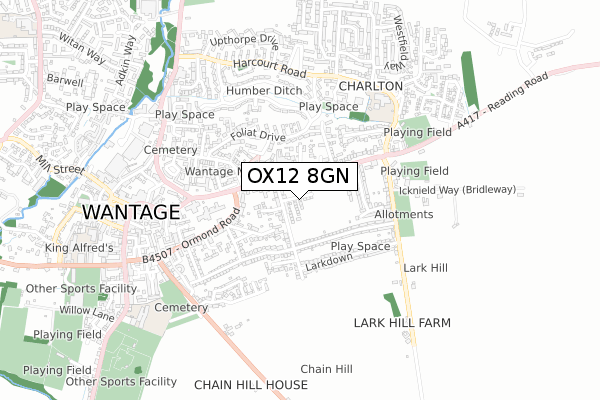 OX12 8GN map - small scale - OS Open Zoomstack (Ordnance Survey)