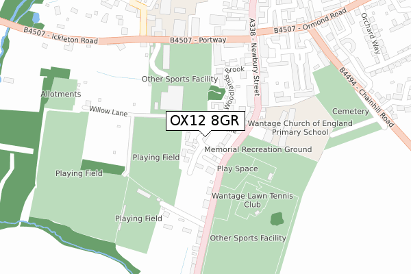 OX12 8GR map - large scale - OS Open Zoomstack (Ordnance Survey)