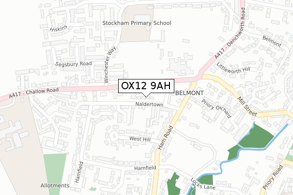 OX12 9AH map - large scale - OS Open Zoomstack (Ordnance Survey)