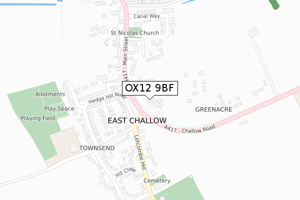 OX12 9BF map - large scale - OS Open Zoomstack (Ordnance Survey)