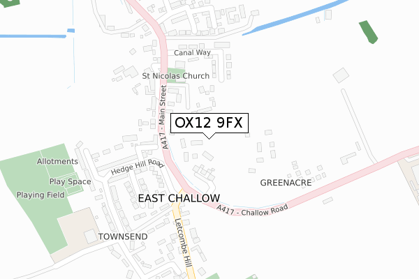 OX12 9FX map - large scale - OS Open Zoomstack (Ordnance Survey)