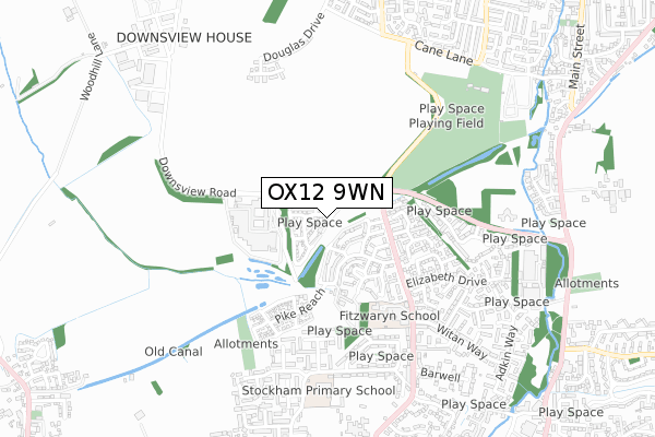 OX12 9WN map - small scale - OS Open Zoomstack (Ordnance Survey)