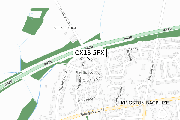 OX13 5FX map - large scale - OS Open Zoomstack (Ordnance Survey)