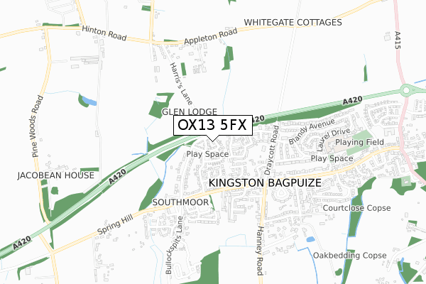 OX13 5FX map - small scale - OS Open Zoomstack (Ordnance Survey)