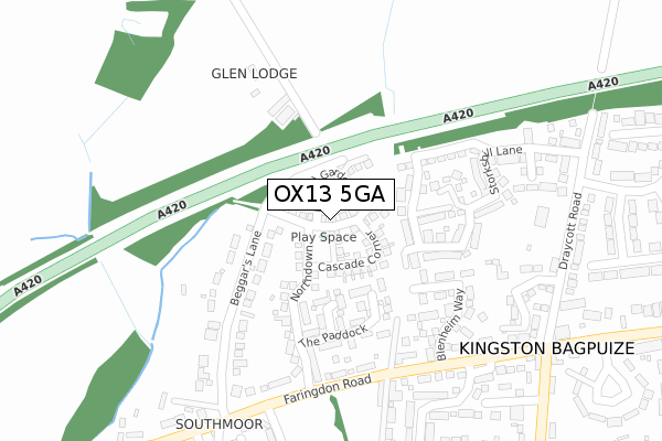 OX13 5GA map - large scale - OS Open Zoomstack (Ordnance Survey)