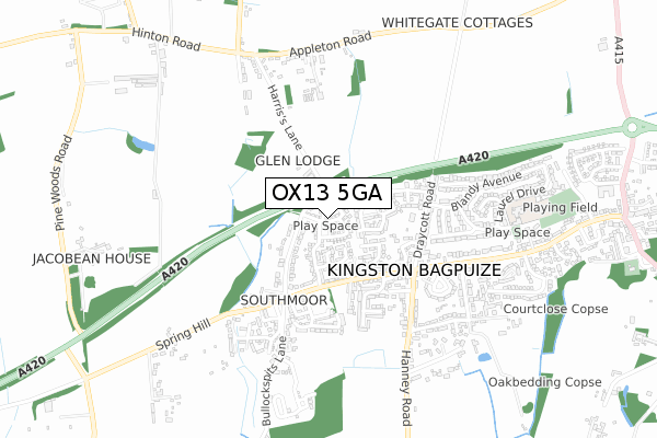 OX13 5GA map - small scale - OS Open Zoomstack (Ordnance Survey)