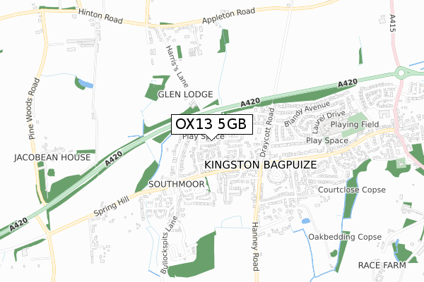 OX13 5GB map - small scale - OS Open Zoomstack (Ordnance Survey)