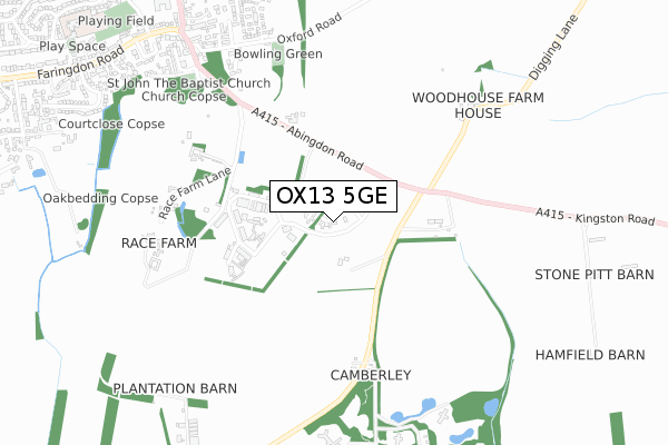 OX13 5GE map - small scale - OS Open Zoomstack (Ordnance Survey)