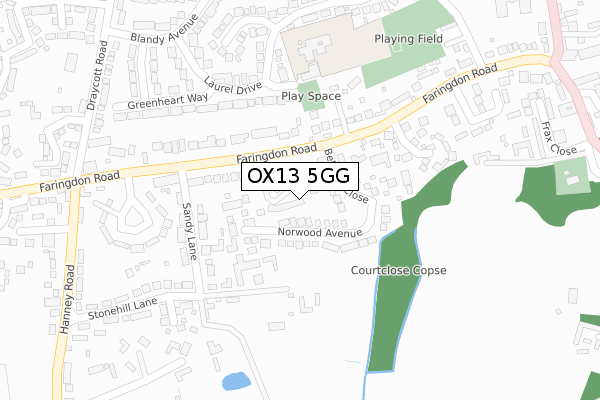 OX13 5GG map - large scale - OS Open Zoomstack (Ordnance Survey)