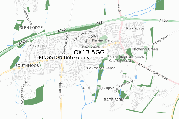 OX13 5GG map - small scale - OS Open Zoomstack (Ordnance Survey)