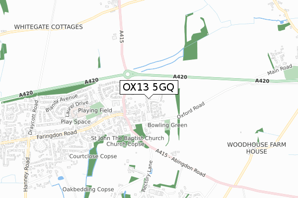 OX13 5GQ map - small scale - OS Open Zoomstack (Ordnance Survey)