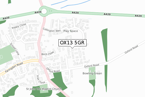 OX13 5GR map - large scale - OS Open Zoomstack (Ordnance Survey)