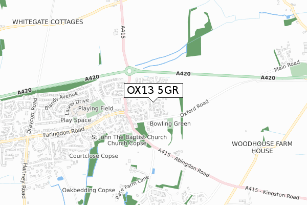 OX13 5GR map - small scale - OS Open Zoomstack (Ordnance Survey)