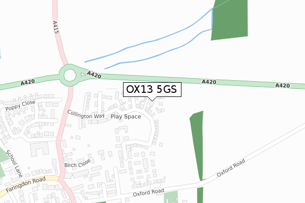 OX13 5GS map - large scale - OS Open Zoomstack (Ordnance Survey)