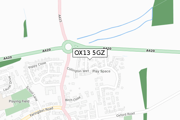 OX13 5GZ map - large scale - OS Open Zoomstack (Ordnance Survey)