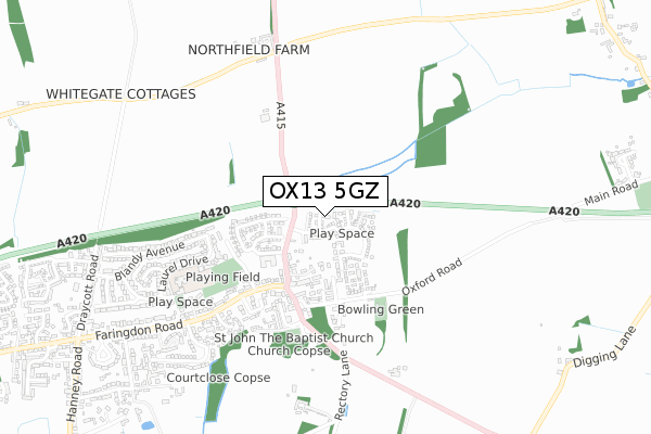 OX13 5GZ map - small scale - OS Open Zoomstack (Ordnance Survey)