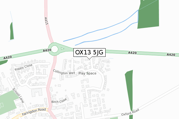 OX13 5JG map - large scale - OS Open Zoomstack (Ordnance Survey)