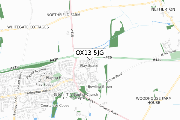 OX13 5JG map - small scale - OS Open Zoomstack (Ordnance Survey)