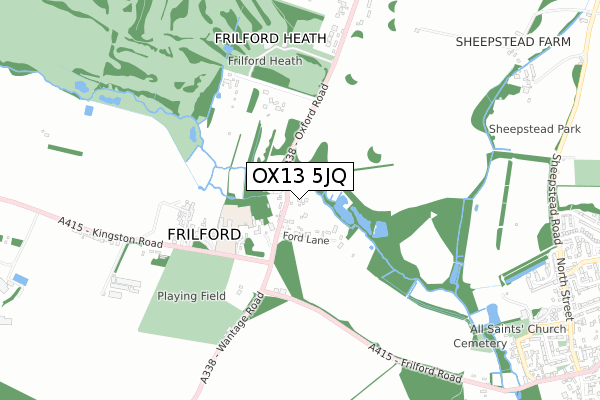 OX13 5JQ map - small scale - OS Open Zoomstack (Ordnance Survey)