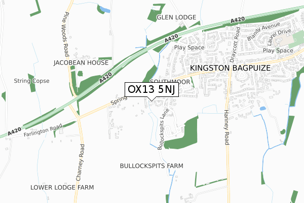 OX13 5NJ map - small scale - OS Open Zoomstack (Ordnance Survey)