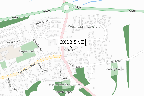 OX13 5NZ map - large scale - OS Open Zoomstack (Ordnance Survey)