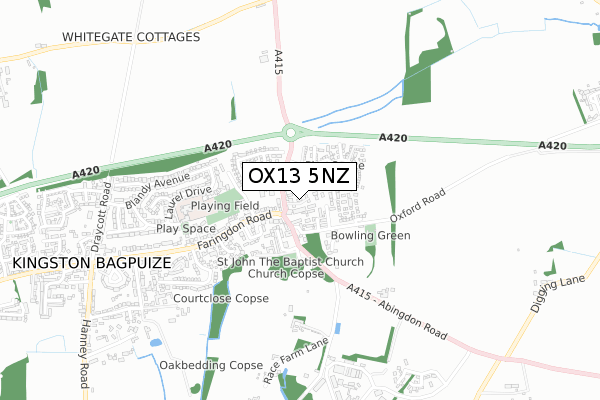 OX13 5NZ map - small scale - OS Open Zoomstack (Ordnance Survey)