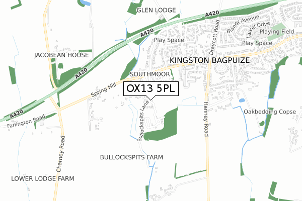 OX13 5PL map - small scale - OS Open Zoomstack (Ordnance Survey)