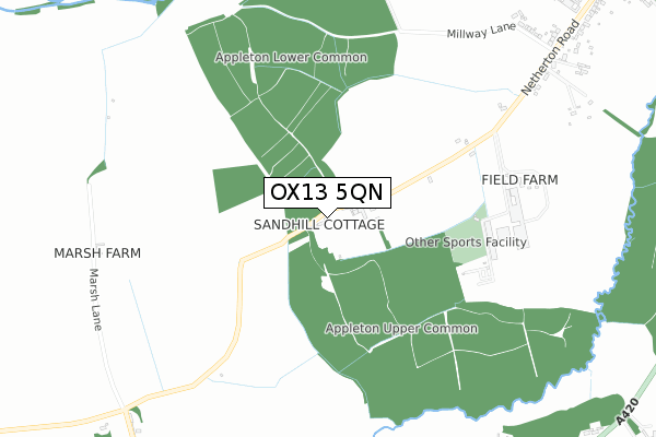 OX13 5QN map - small scale - OS Open Zoomstack (Ordnance Survey)