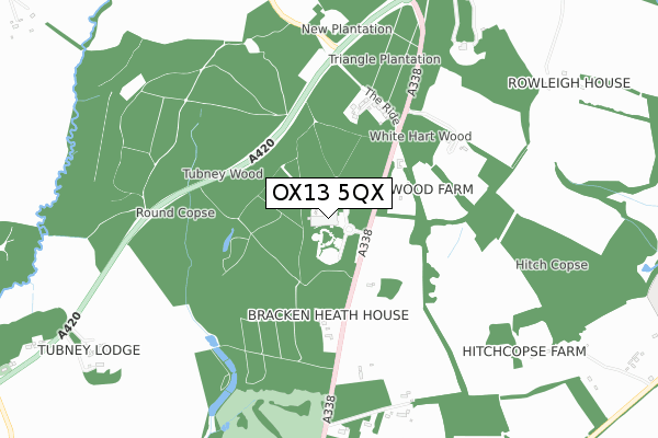 OX13 5QX map - small scale - OS Open Zoomstack (Ordnance Survey)