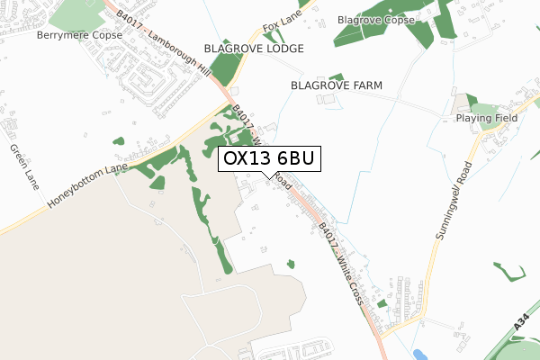 OX13 6BU map - small scale - OS Open Zoomstack (Ordnance Survey)