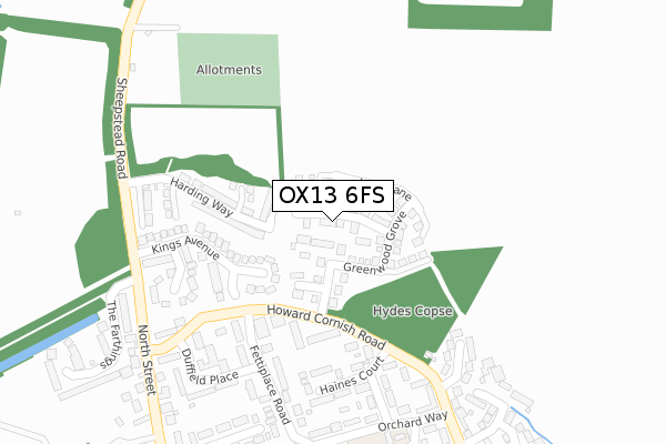 OX13 6FS map - large scale - OS Open Zoomstack (Ordnance Survey)