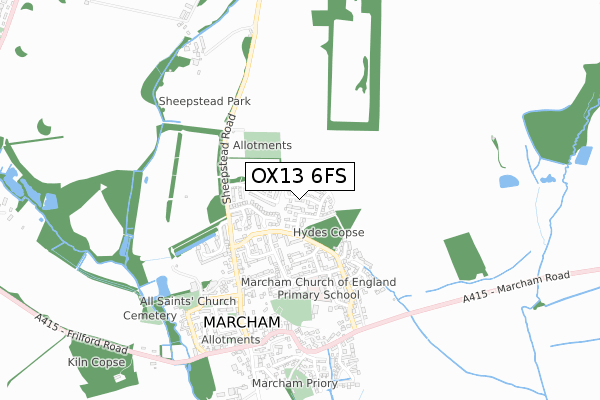 OX13 6FS map - small scale - OS Open Zoomstack (Ordnance Survey)