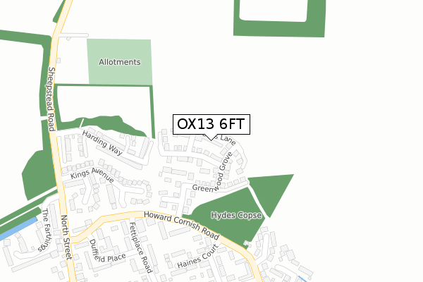 OX13 6FT map - large scale - OS Open Zoomstack (Ordnance Survey)