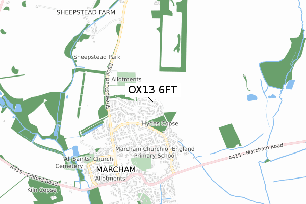OX13 6FT map - small scale - OS Open Zoomstack (Ordnance Survey)