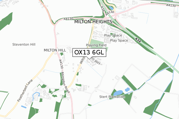 OX13 6GL map - small scale - OS Open Zoomstack (Ordnance Survey)